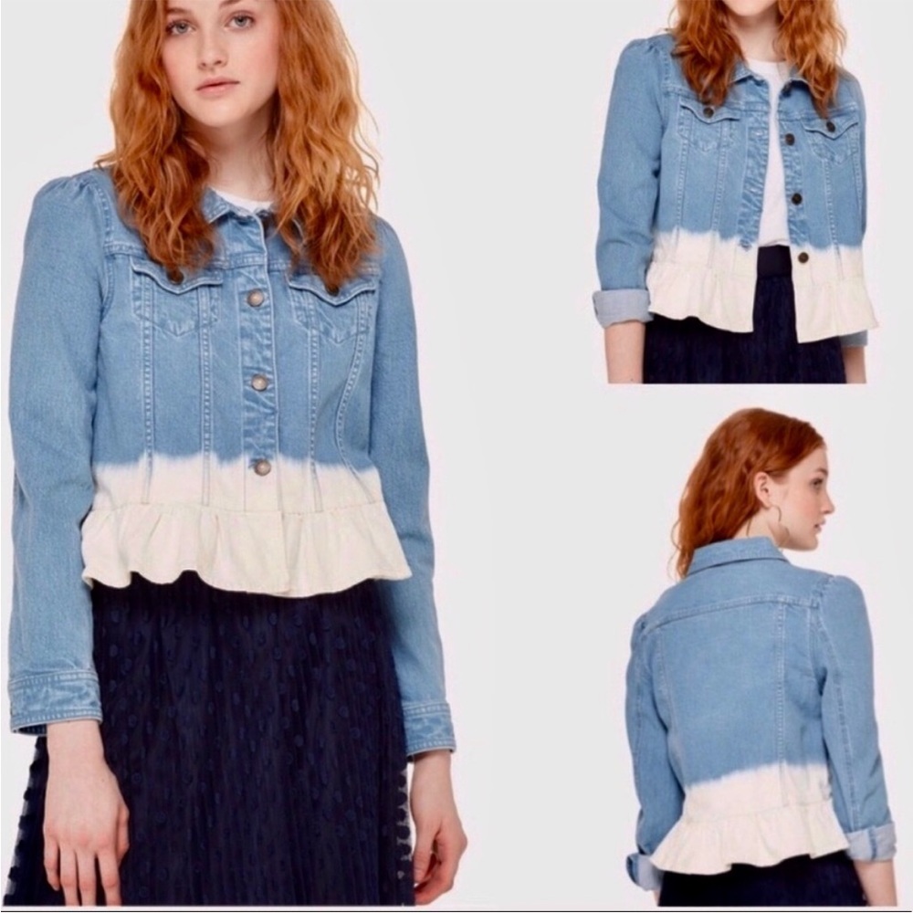 Kate Spade Peplum Street Ombre Dip Dye Denim Jacket